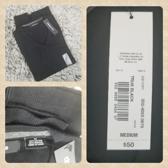 Fine Gauge Knit V-neck Sweater in Black - Picture 3 of 3